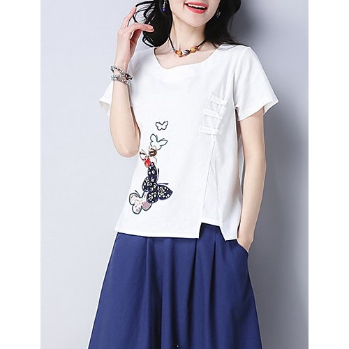 Women's cotton, linen T-shirt, animal