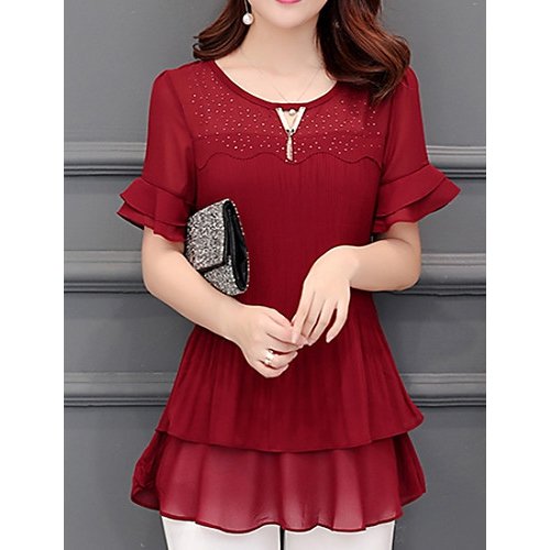 Women cotton T-shirt, solid color